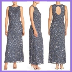 NEW-WOT Pisarro Nights Embellished Mesh Gown/Dress